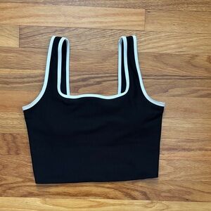 Abercrombie YPB Black Crop Top with White Trim